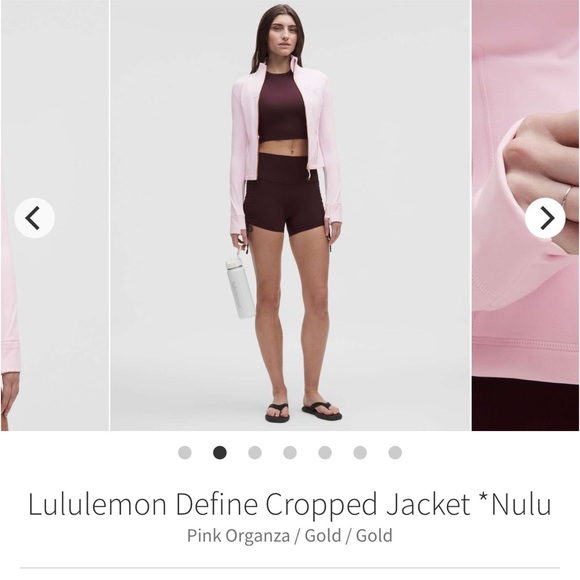 🆕 PINK ORGANZA/GOLD/GOLD - NWT lululemon DEFINE CROPPED JACKET *NULU size 4 - Picture 1 of 16